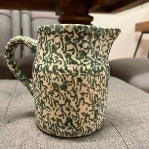 Workshops Gerald Henn Roseville Green Spongeware Pottery Pitcher